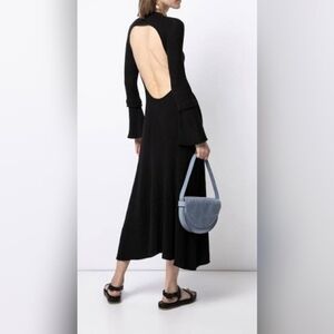 Anna Quan Isla Black Long Sleeve Ribbed Cotton Knit Dress NWT 8